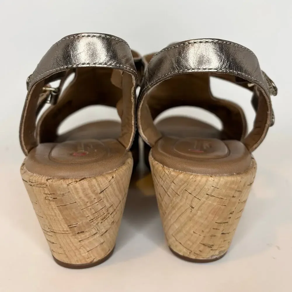 Clarks Unstructured Women’s 8.5 Un Plaza Way Sandal Wedge Heel Ankle Strap Cork
